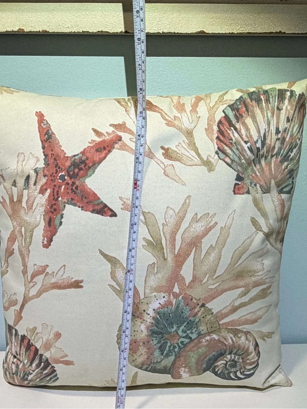 Coastal Seashell Design Decorative Throw Pillows - Set of 3. Size 16” x 16”